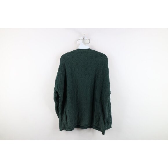 Vintage 90s Esprit Womens Large Faded Babydoll Marled Knit Sweater Green Cotton - Picture 10 of 12